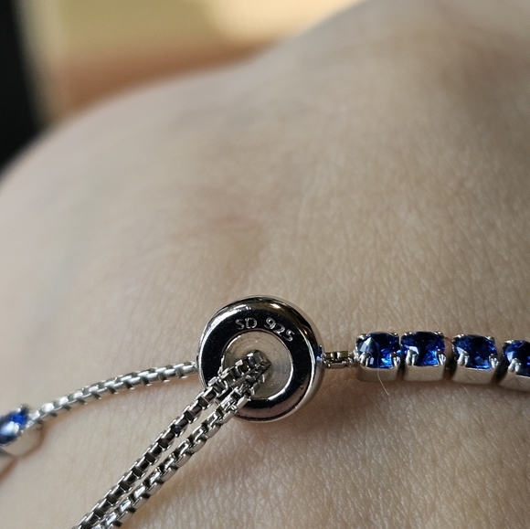 Genuine London Blue Topaz Bolo Bracelet in Platinum over Sterling Silver 💙 - Picture 4 of 4